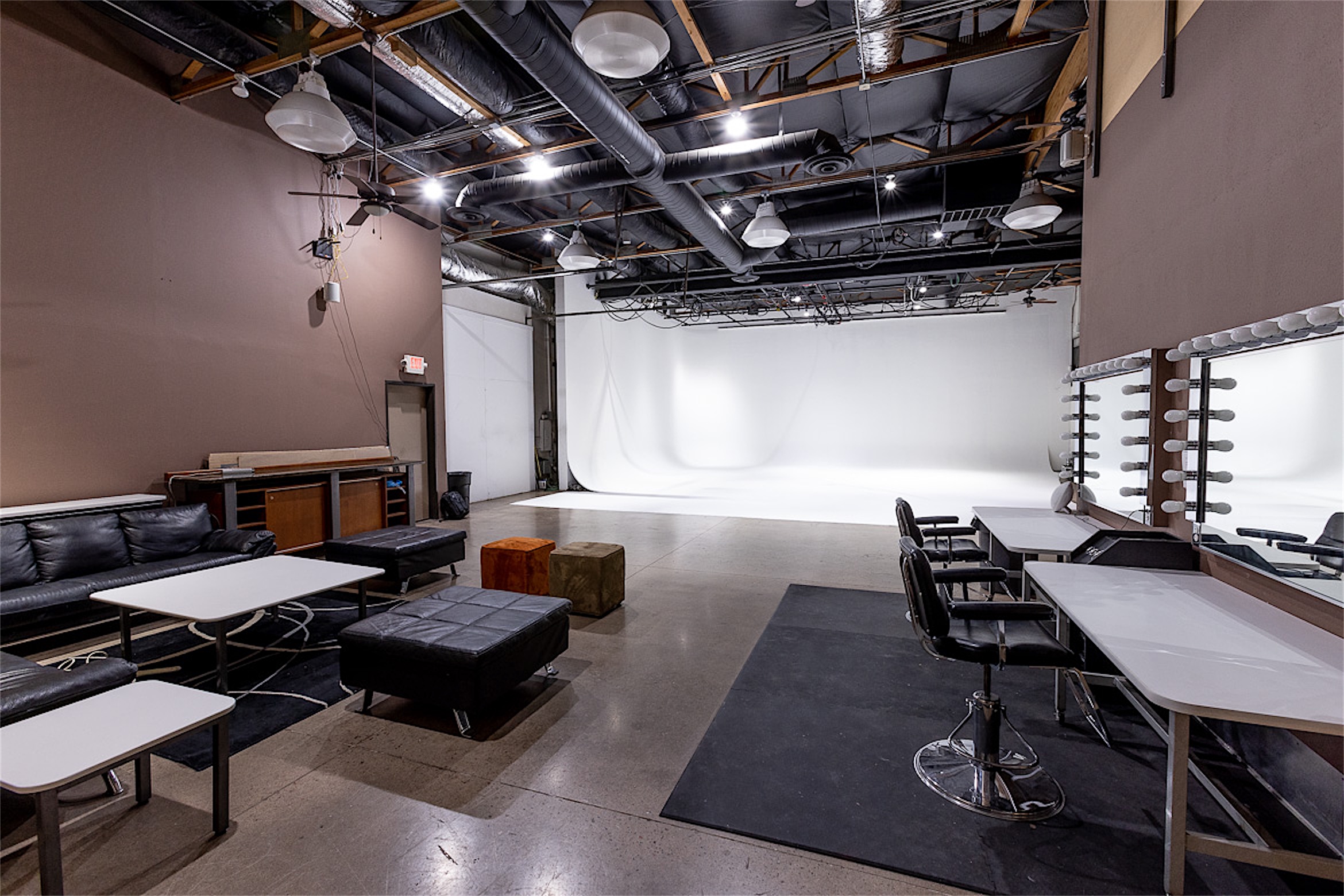 Studio 1 cyclorama and client lounge
